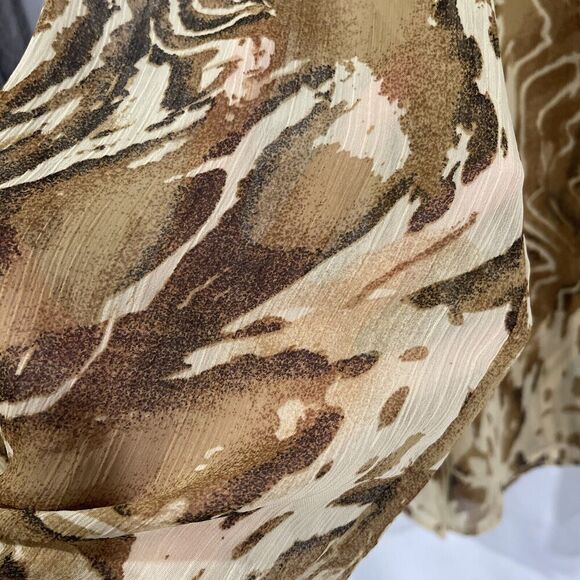 Susan Graver Large Blouse Sheer Tunic Brown Beaded Holiday Event Festive Travel - Picture 3 of 13